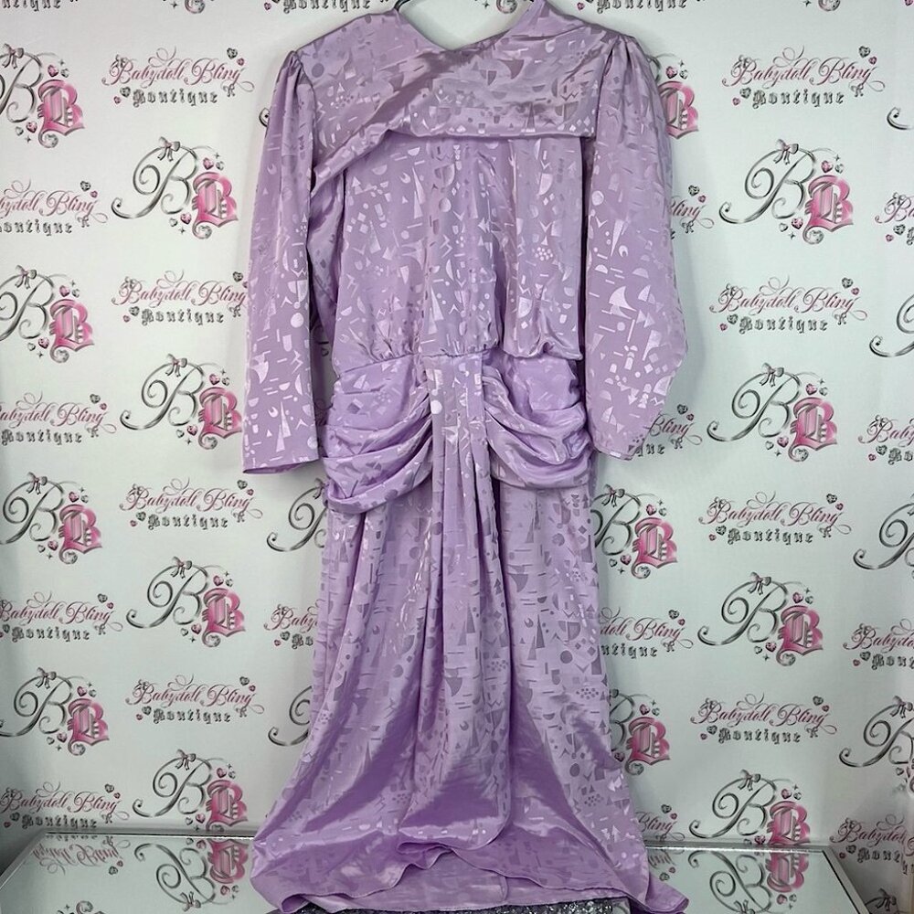 Chorus line dress vintage draped long purple shiny Elegant Lilac Formal Dress